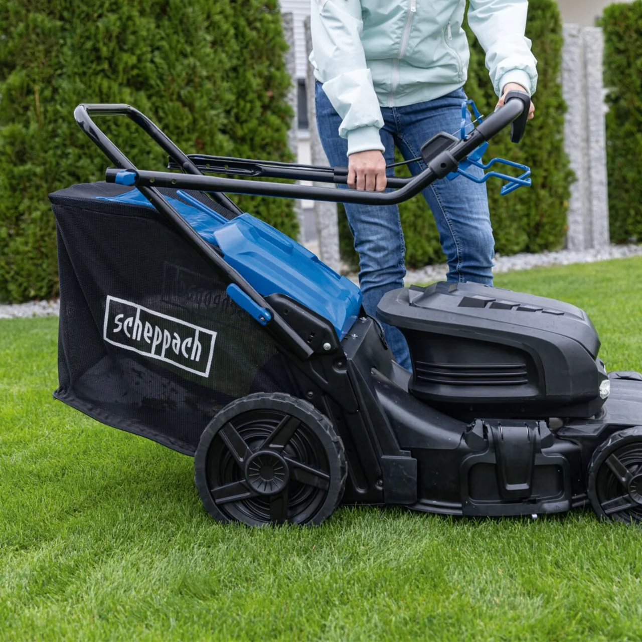 Scheppach samohodna aku kosačica kosilica Brushless IXES BC-MP470-X - SET XLx2 4x4Ah, fotografija 5