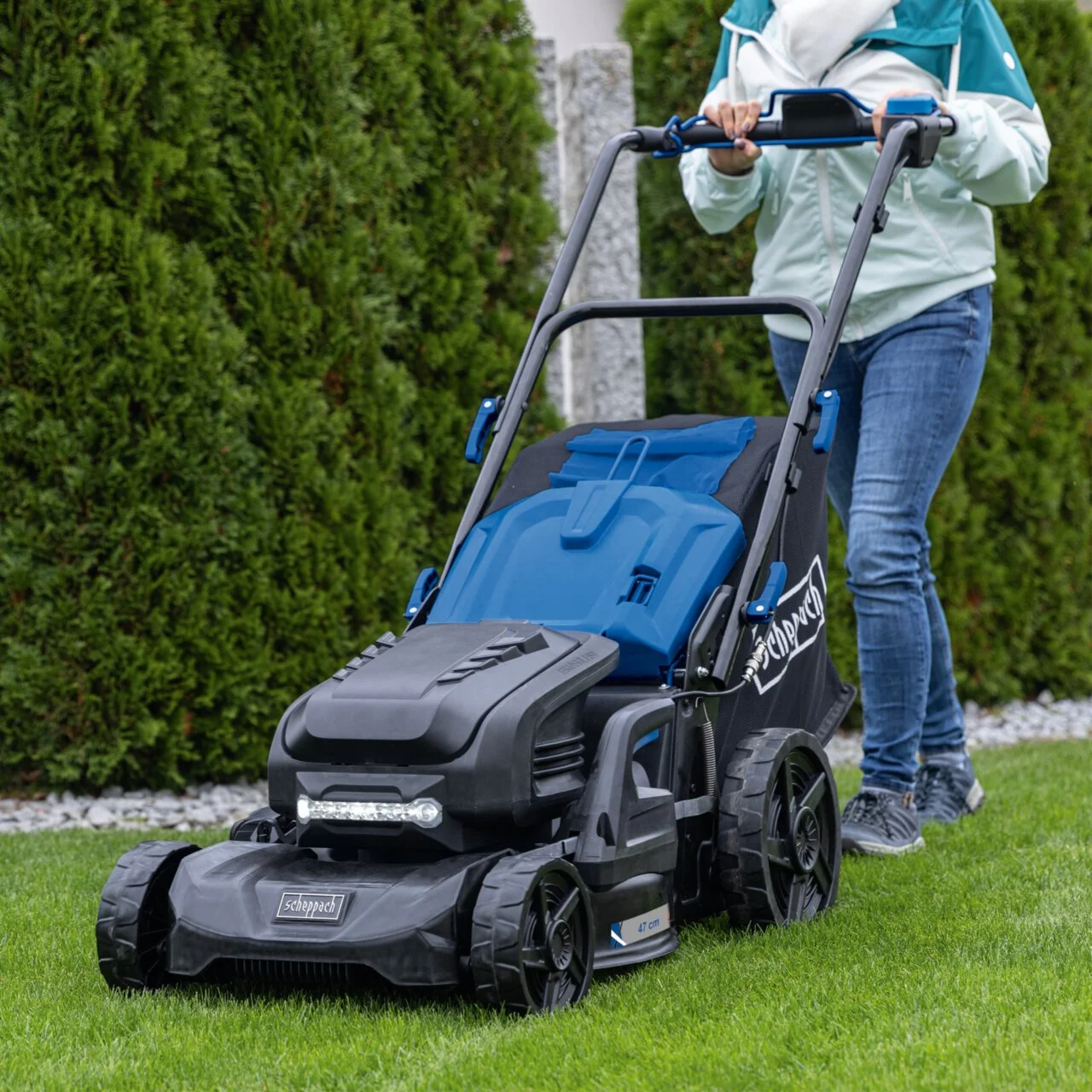 Scheppach samohodna aku kosačica kosilica Brushless IXES BC-MP470-X - SET XLx2 4x4Ah, fotografija 2