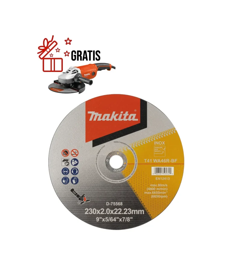 Makita – Tanka rezna ploča za INOX 230 mm 250 kom. + GRATIS Ugaona brusilica 230 mm M9001